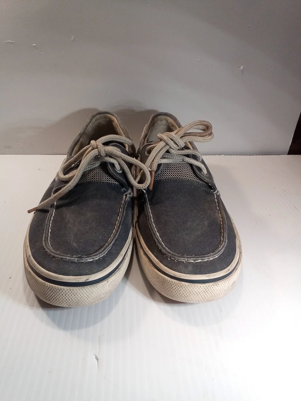 Sperry Top-Sider Leeward 2-Eye Men’s Blue Canvas Boat Shoes Lace-Up US 10.5M